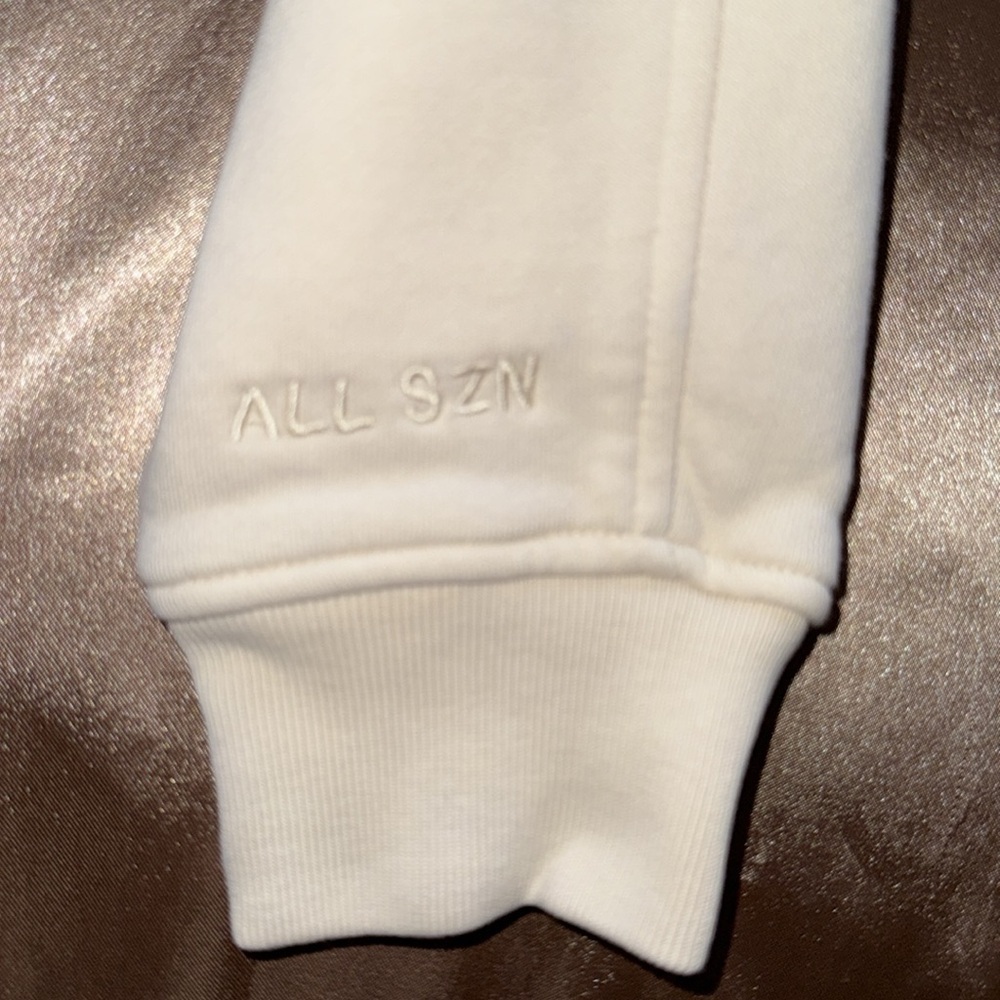 Adidas Cream All Szn Boyfriend Fleece Sweatshirt Hoodie Cotton Blend New Sz S - Picture 10 of 14